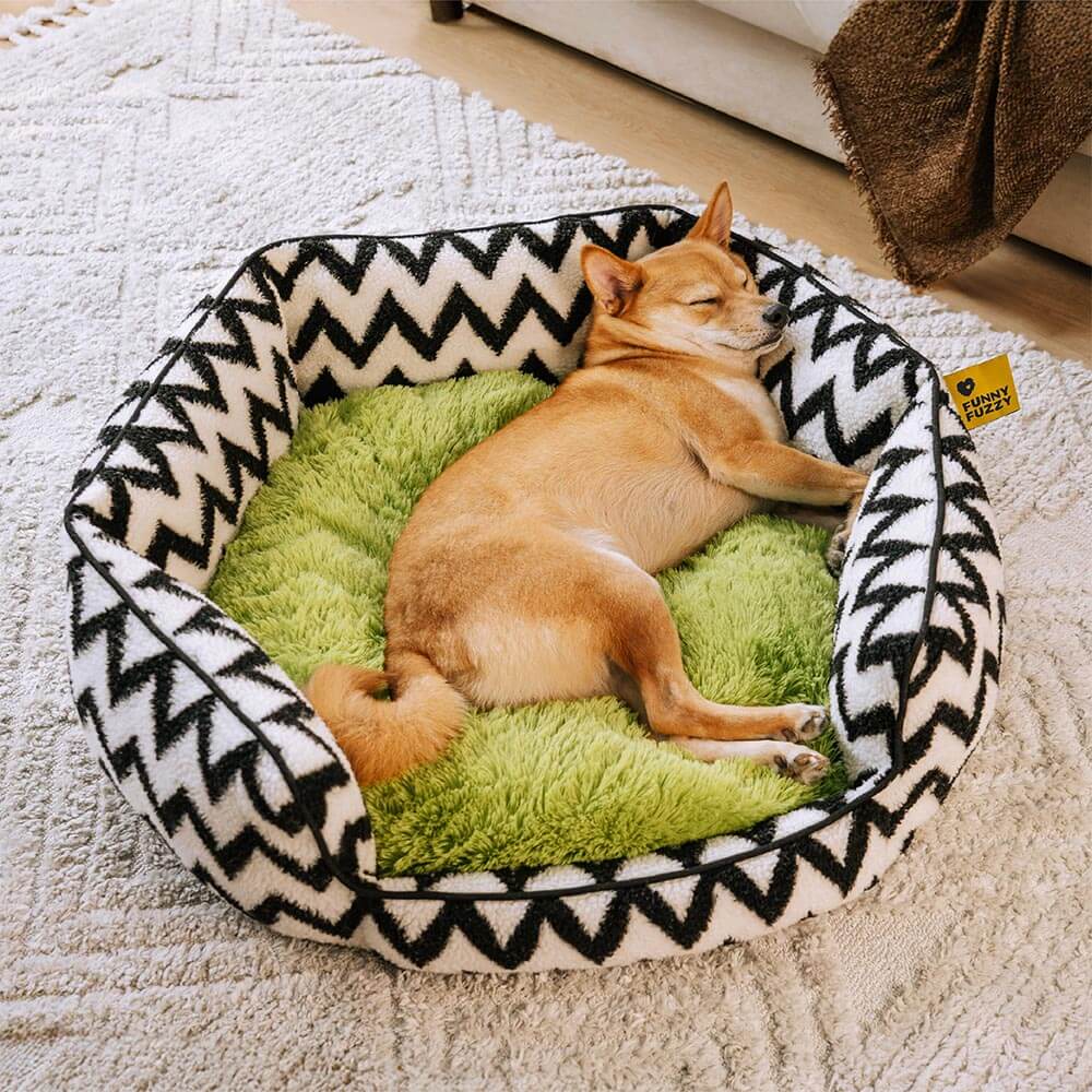Plush Retreat Chevron Dog Bed-The Warm Hugger - Image 6