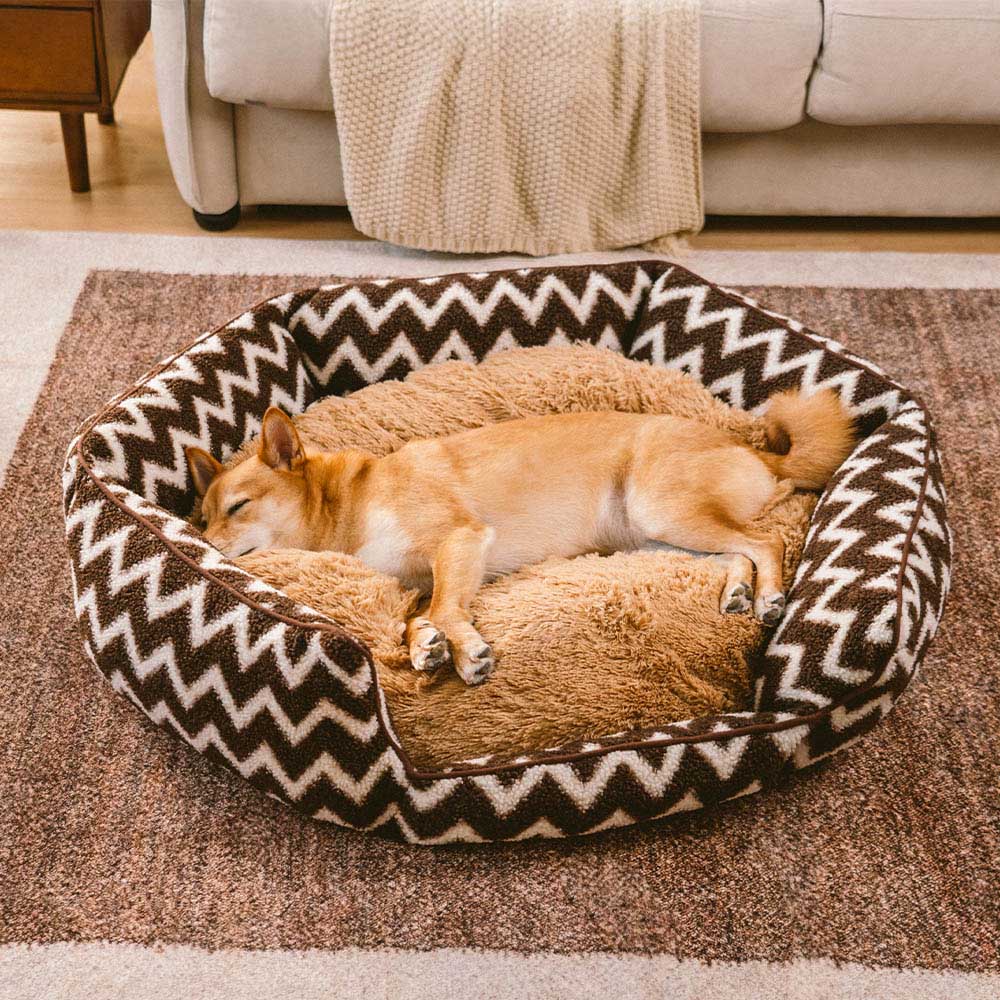 Plush Retreat Chevron Dog Bed-The Warm Hugger - Image 7