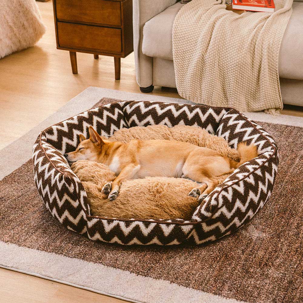 Plush Retreat Chevron Dog Bed-The Warm Hugger - Image 8