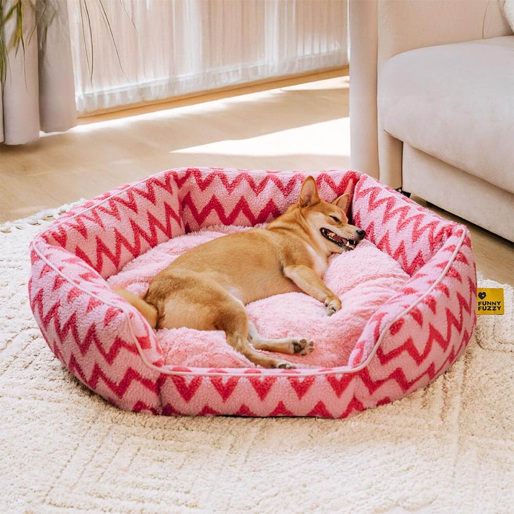 Plush Retreat Chevron Dog Bed-The Warm Hugger - Image 9