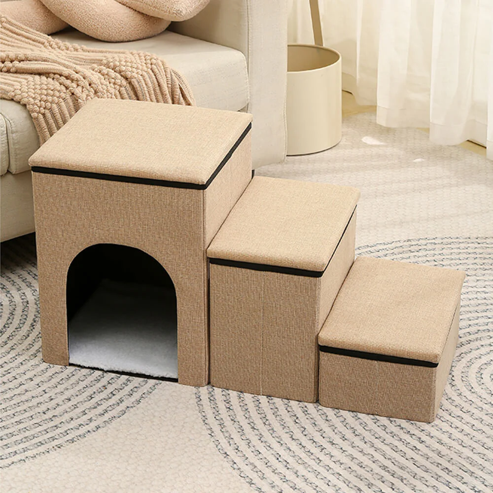 Portable Multi-Functional Foldable Dog Stairs with Storage and Condo - Image 12