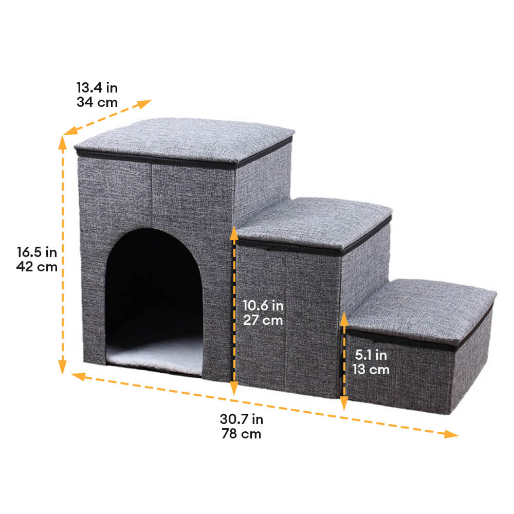 Portable Multi-Functional Foldable Dog Stairs with Storage and Condo - Image 9