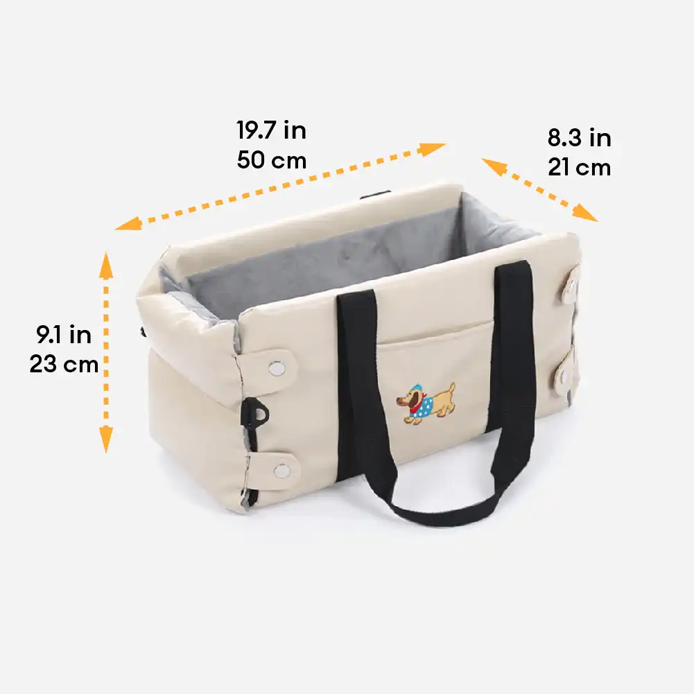 Portable Travel Faux Leather Waterproof Center Console Pet Car Seat - Image 8