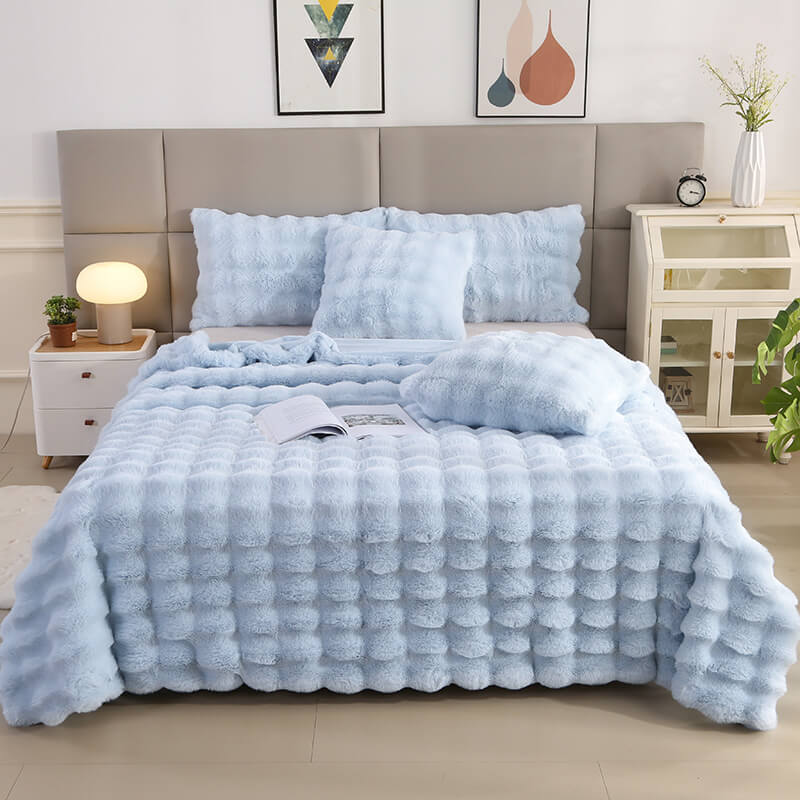 Premium Bubble Double Layer Thickened Faux Rabbit Fur Blanket - Image 16