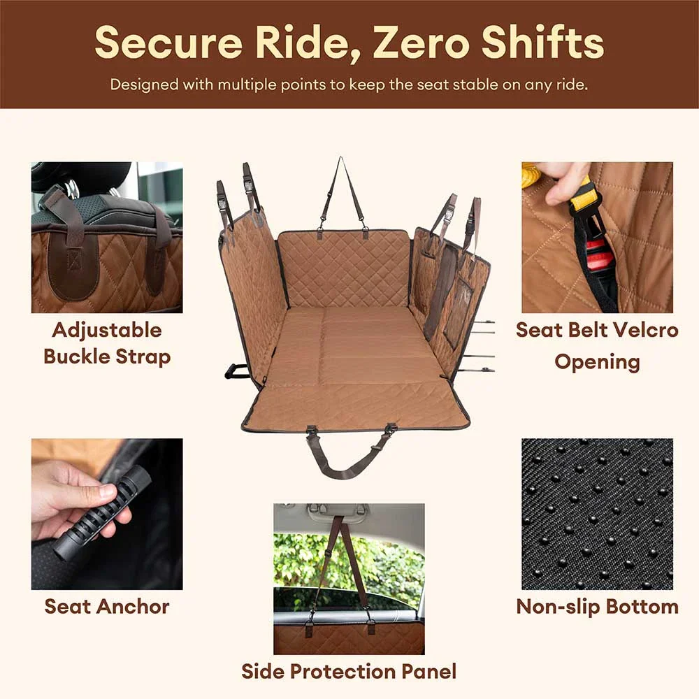 Premium Faux Leather Water-repellent Hammock Dog Car Seat Cover - RideProtector - Image 6