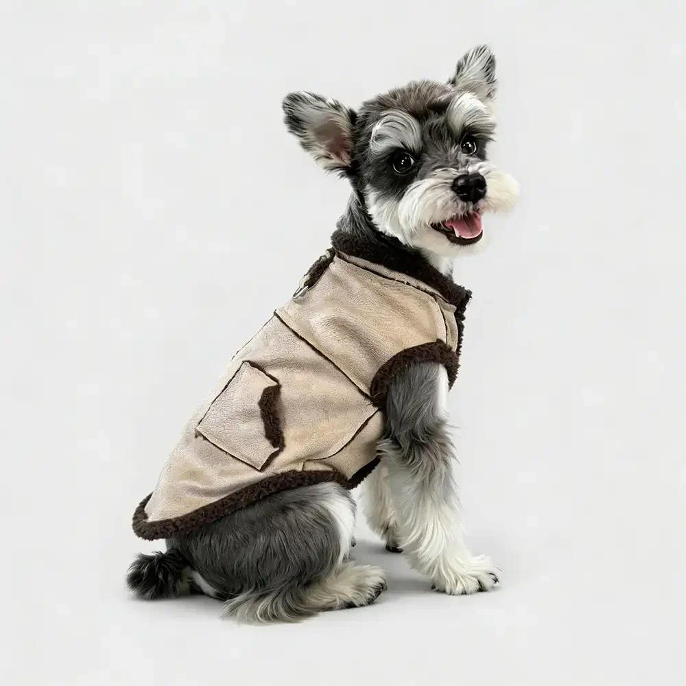 Retro Suede Dog Vest - Warm Fleece Lined Winter Jacket - Image 11