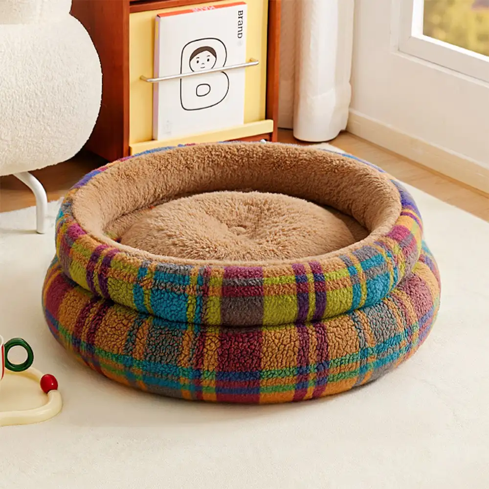 Round Plush Comfort Dog Bed With Raised Sides - Cuddling Bed - Image 7