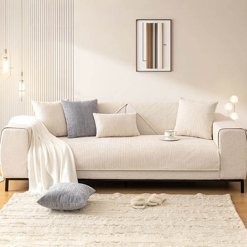 Simple Solid Color Chenille Scratch-resistant Protective Couch Cover - Image 4