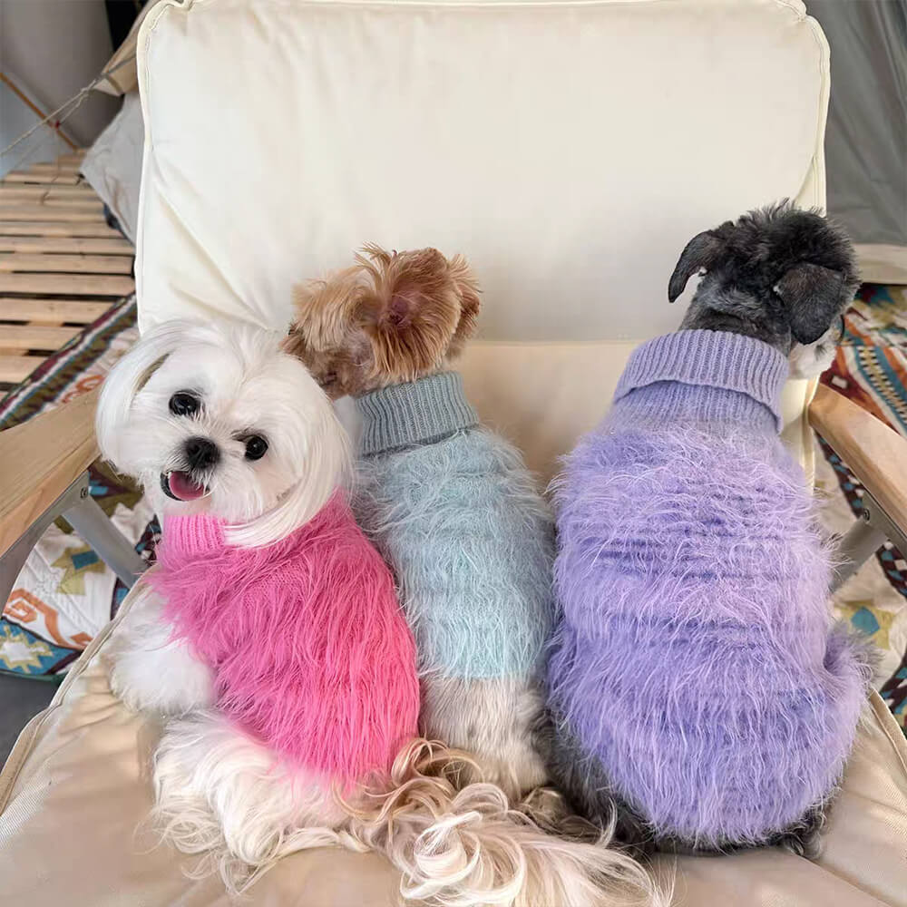 Soft Fluffy Fashion Luxurious Dog Turtleneck Knit Sweater - Image 6