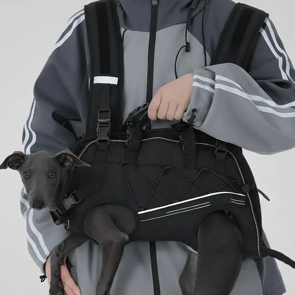 Spine-Friendly Horizontal Dog Backpack Carrier with Adjustable Padded Straps - Legs-Out Comfort - Image 3