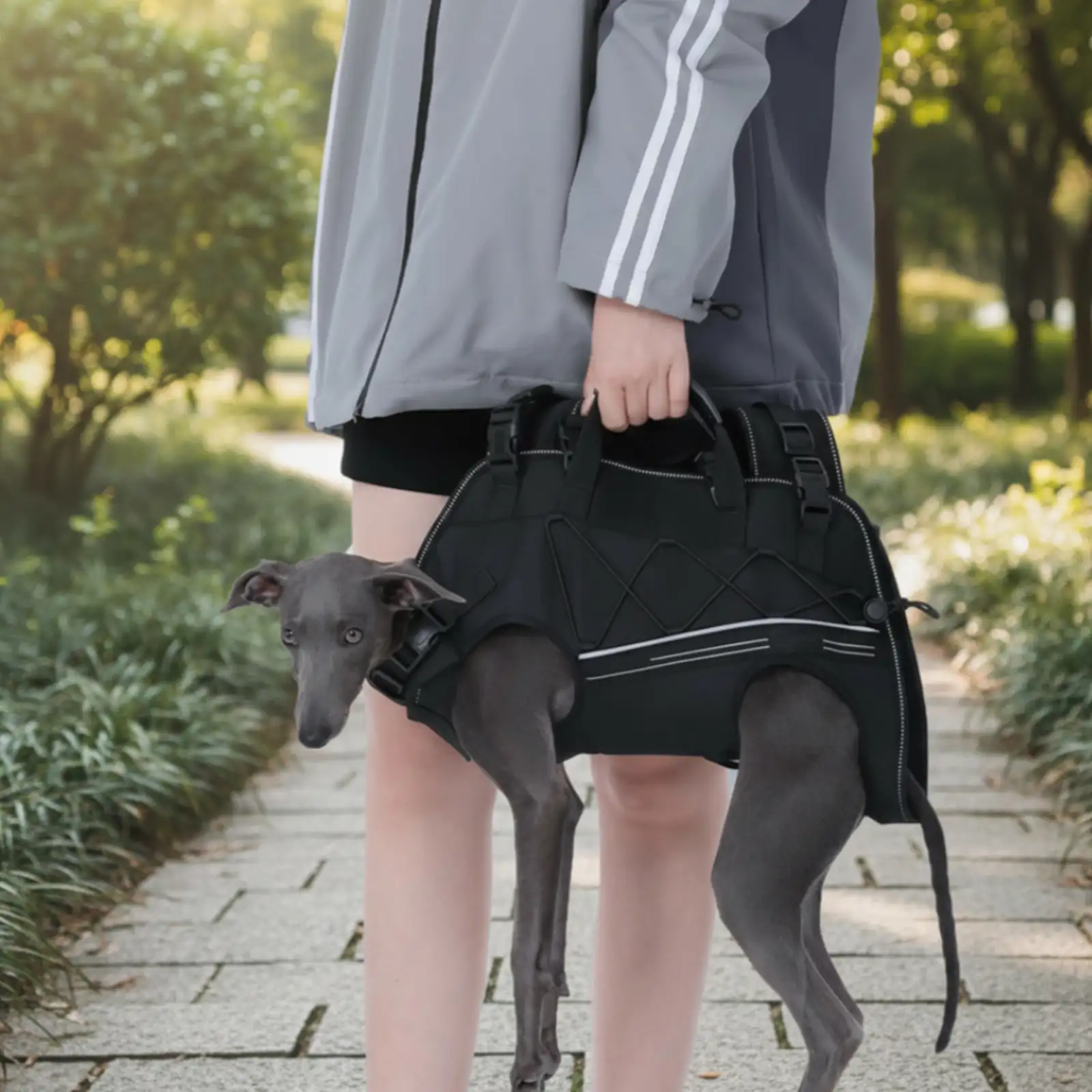 Spine-Friendly Horizontal Dog Backpack Carrier with Adjustable Padded Straps - Legs-Out Comfort - Image 7