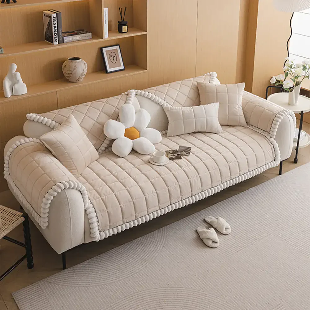 Square Short Plush Simple Sofa Protection Non-Slip Couch Cover - Image 13