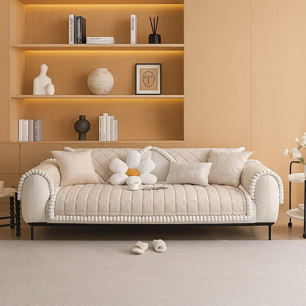Square Short Plush Simple Sofa Protection Non-Slip Couch Cover - Image 6