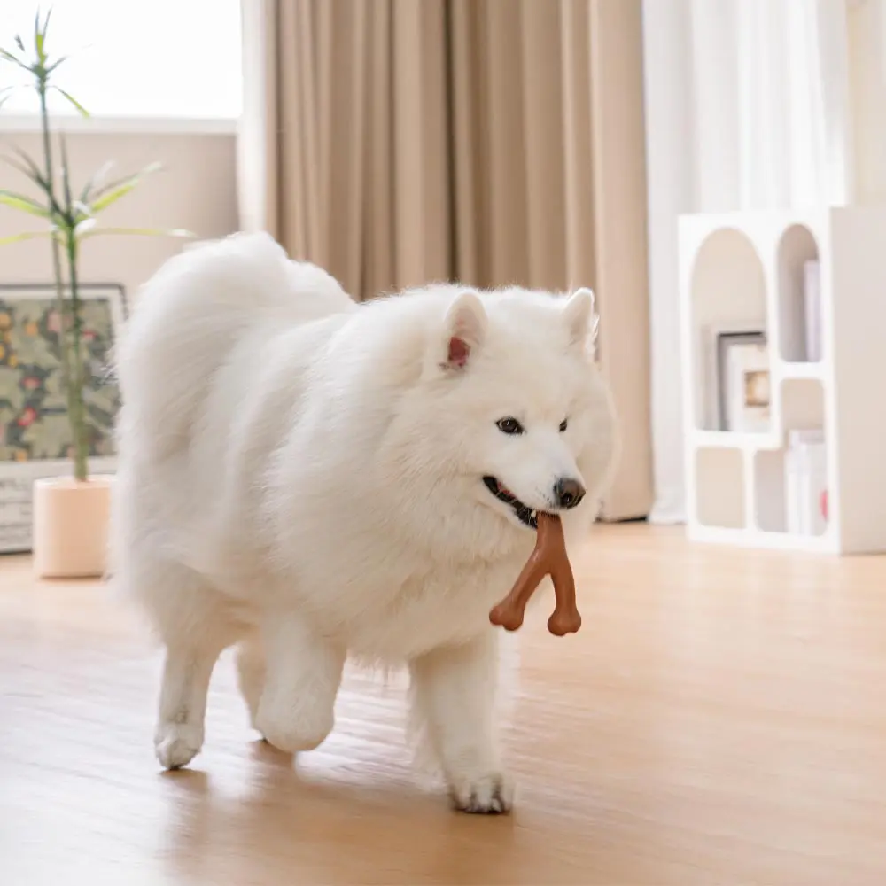 Teething Bones Dog Chew Toy - Bacon-Flavoured - Image 5