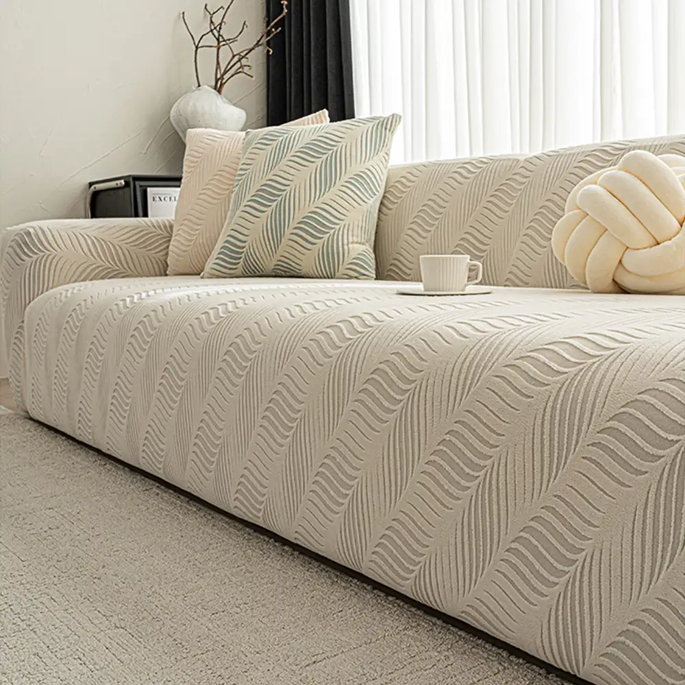 Thick Polar Fleece Jacquard Anti-Scratch Stretch Couch Cover - Image 3