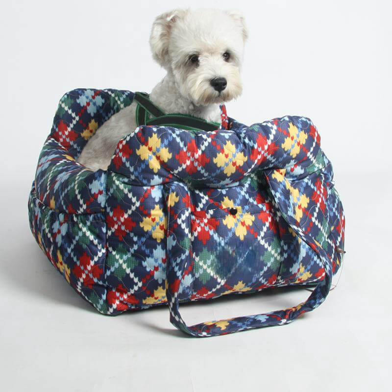 Travel Safety Bolster Vintage Denim Patchwork Dog Car Seat Bed - Image 16