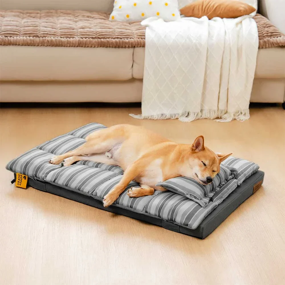 Trendy Striped Detachable Dual-layer Orthopedic Dog Bed With Pillow - CloudNap - Image 12