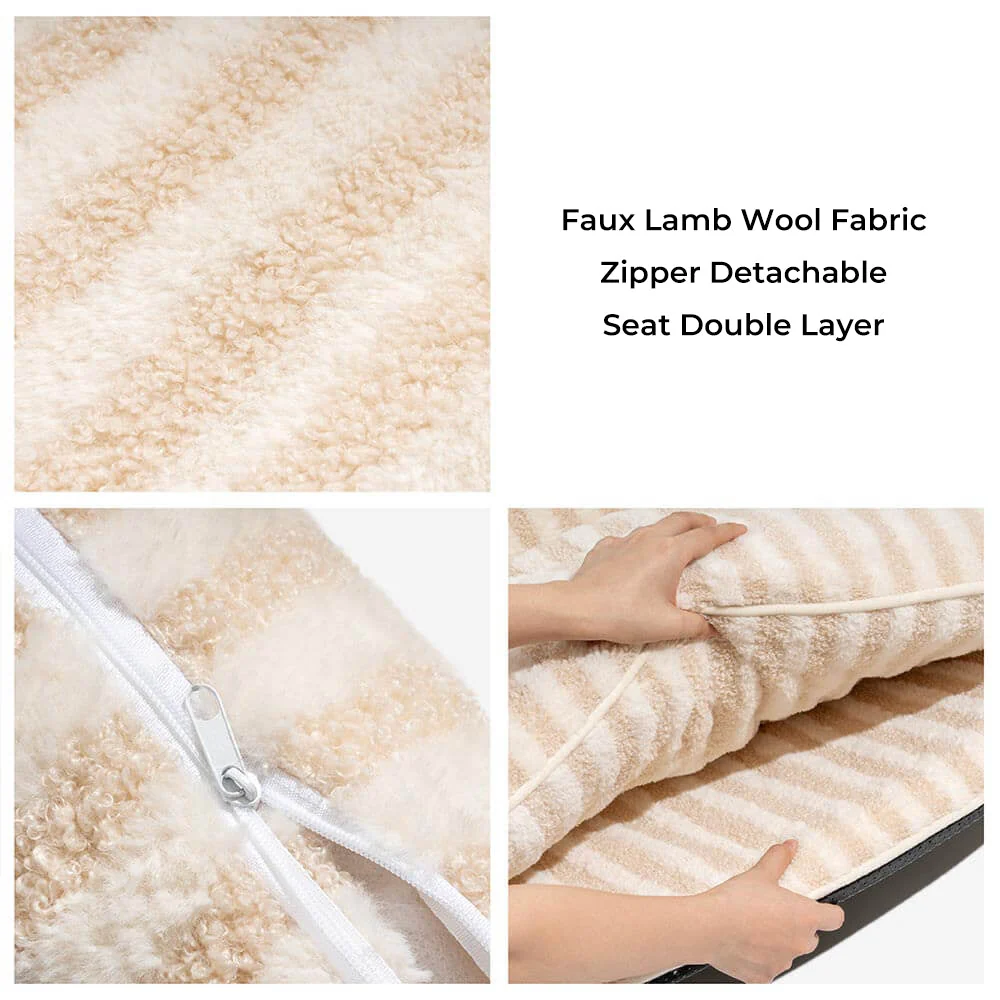 Trendy Striped Faux Lambswool Double Layer Cat Sofa Bed - Image 6