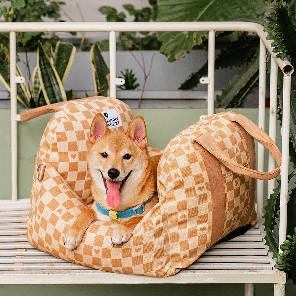 Vintage Heart Chequerboard Dog Car Seat Bed - Image 31