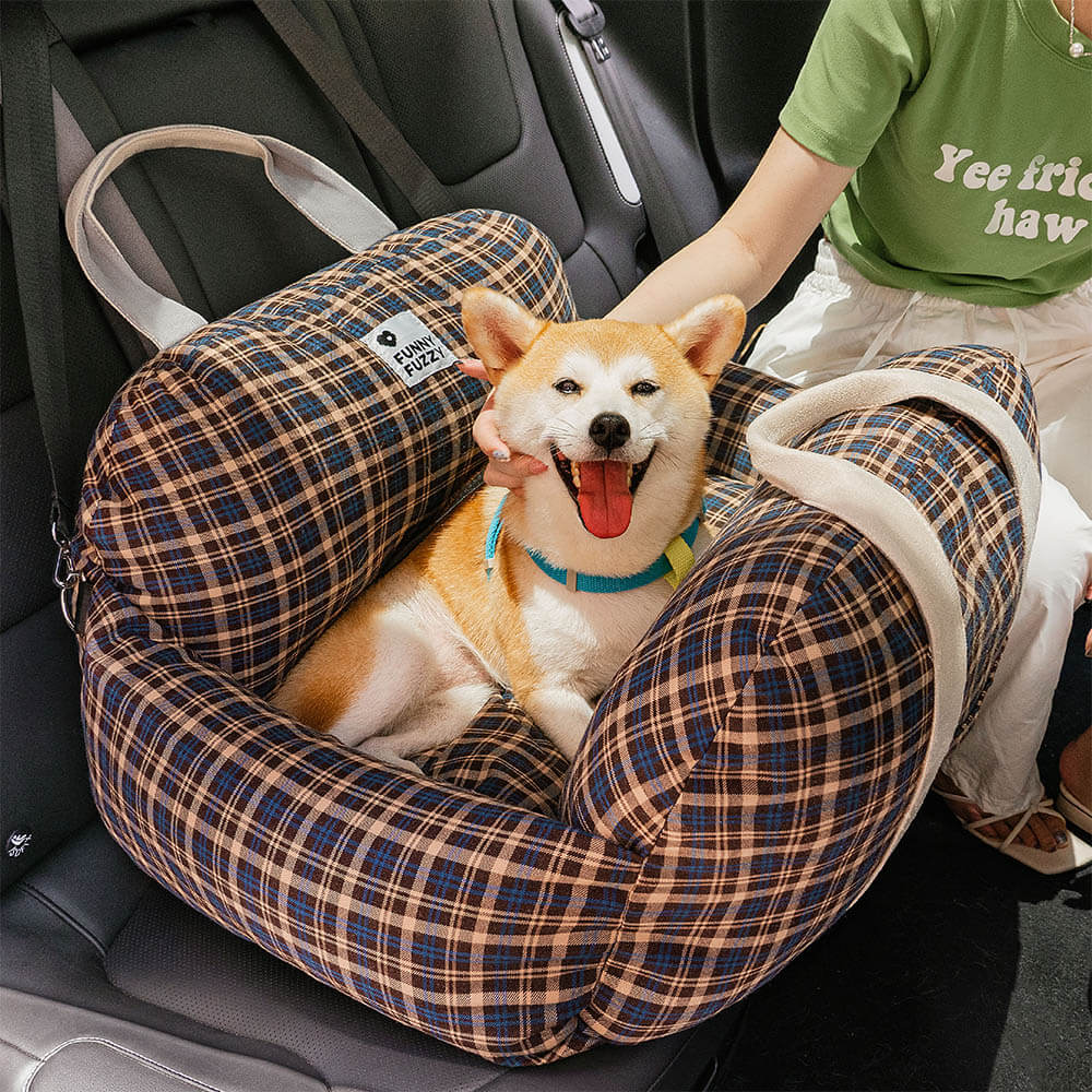 Vintage Heart Chequerboard Dog Car Seat Bed - Image 37