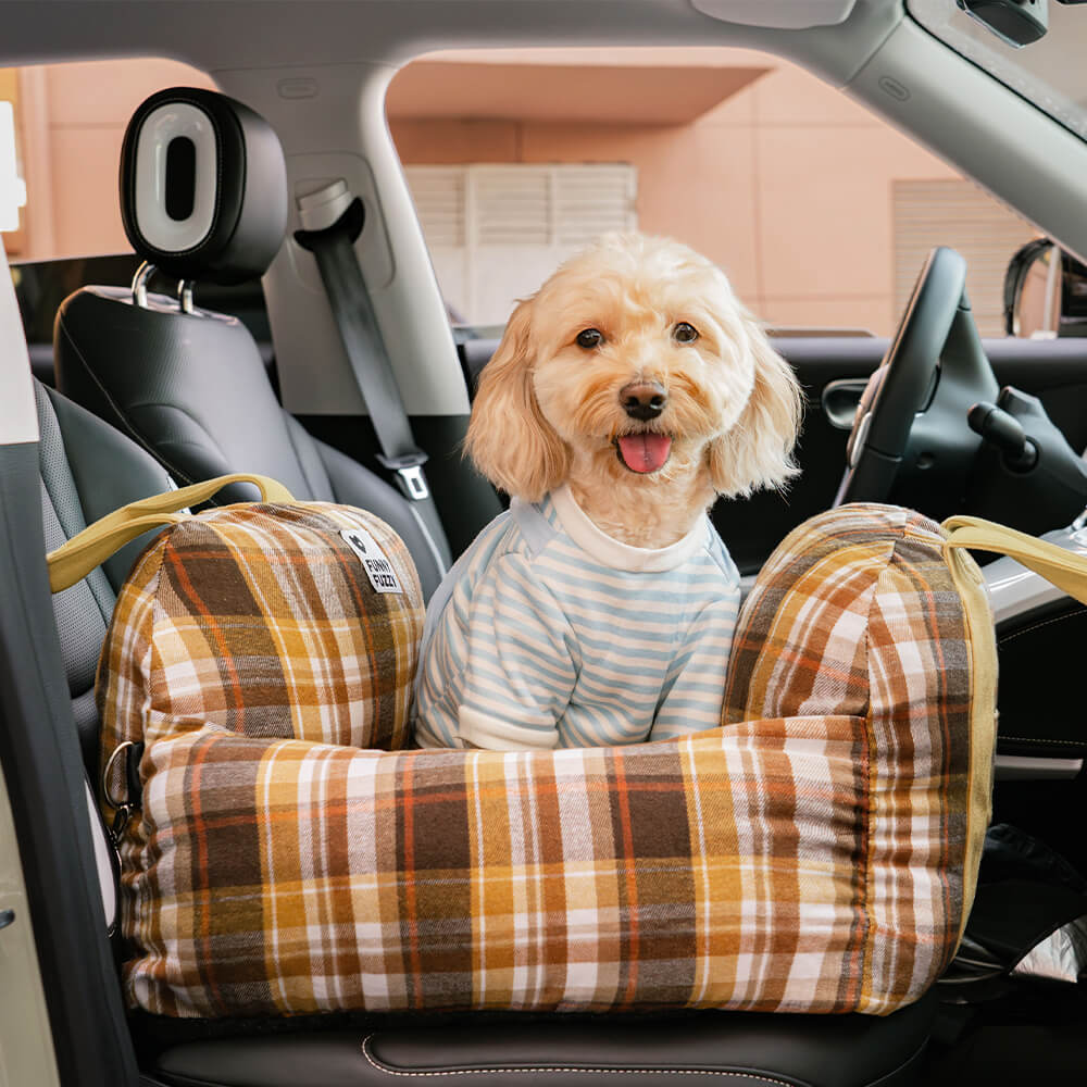 Vintage Plaid Travel Safety Dog Car Seat Bed - Image 10