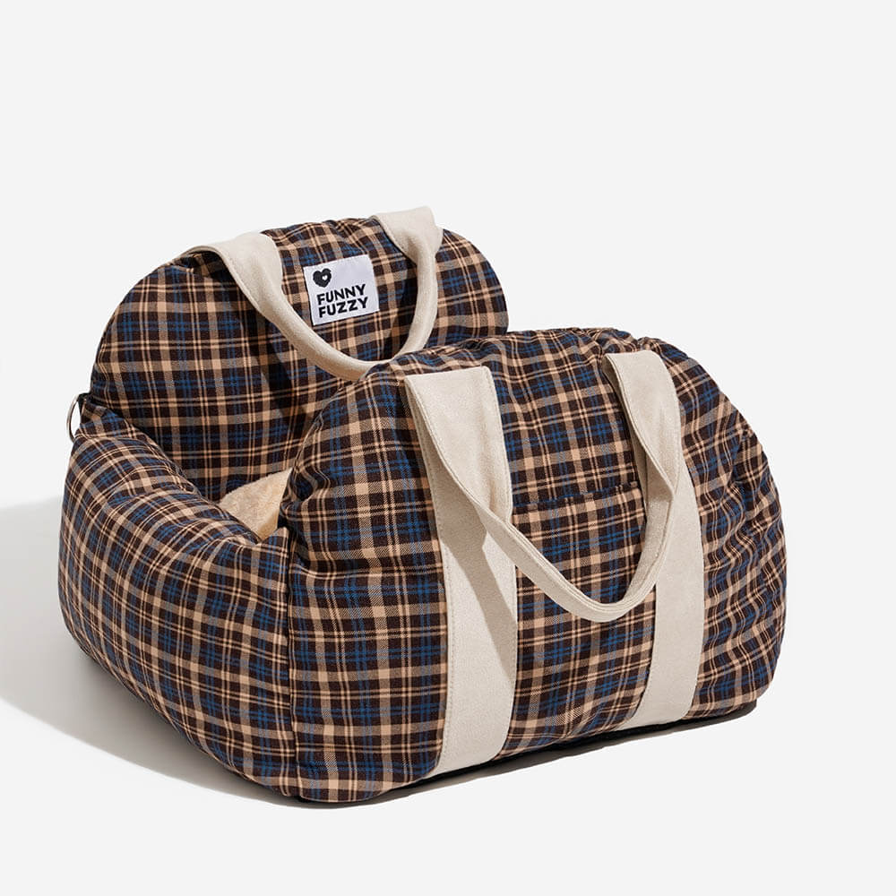 Vintage Plaid Travel Safety Dog Car Seat Bed - Image 15