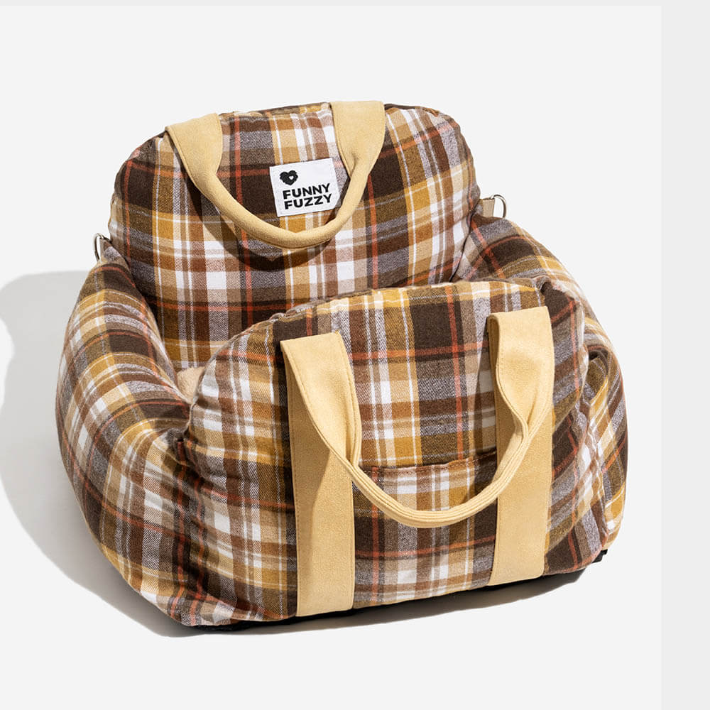 Vintage Plaid Travel Safety Dog Car Seat Bed - Image 17