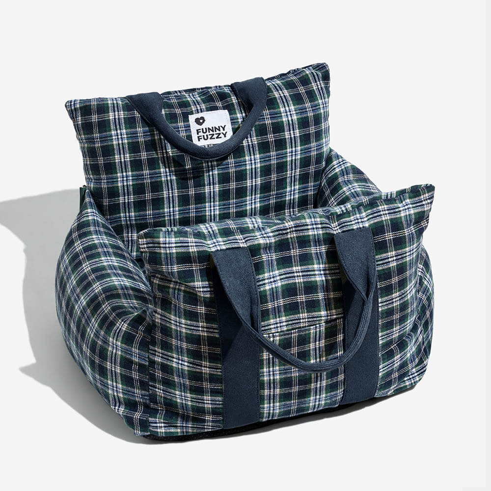 Vintage Plaid Travel Safety Dog Car Seat Bed - Image 20