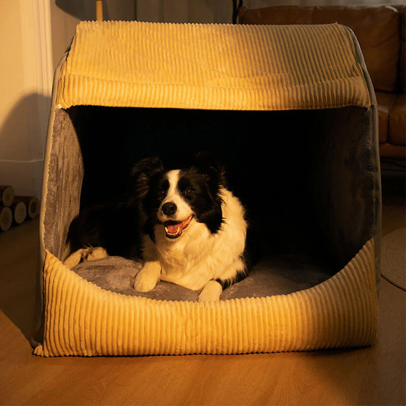 Warm Flannel Detachable Semi-Enclosed Large Dog Tent Bed - Image 12