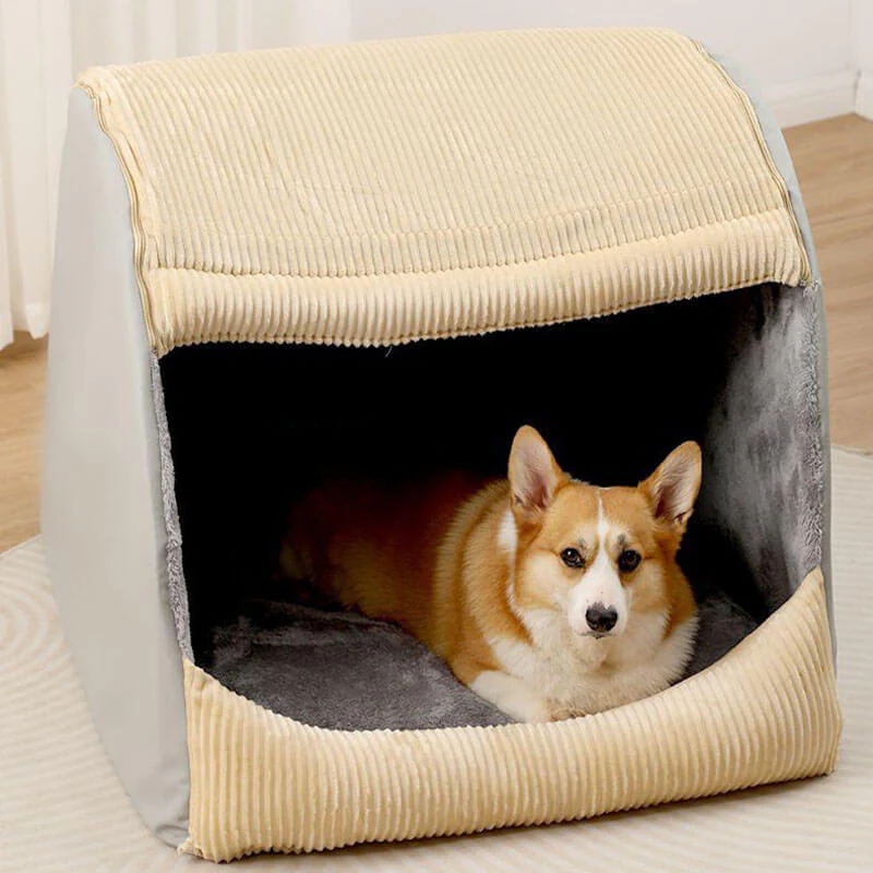 Warm Flannel Detachable Semi-Enclosed Large Dog Tent Bed - Image 8