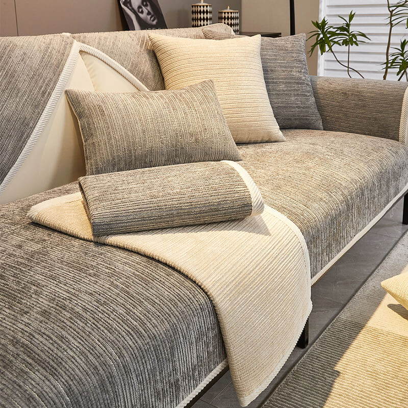 Waterproof Antimicrobial Simple Chenille Fabric Anti-scratch Couch Cover - Image 8