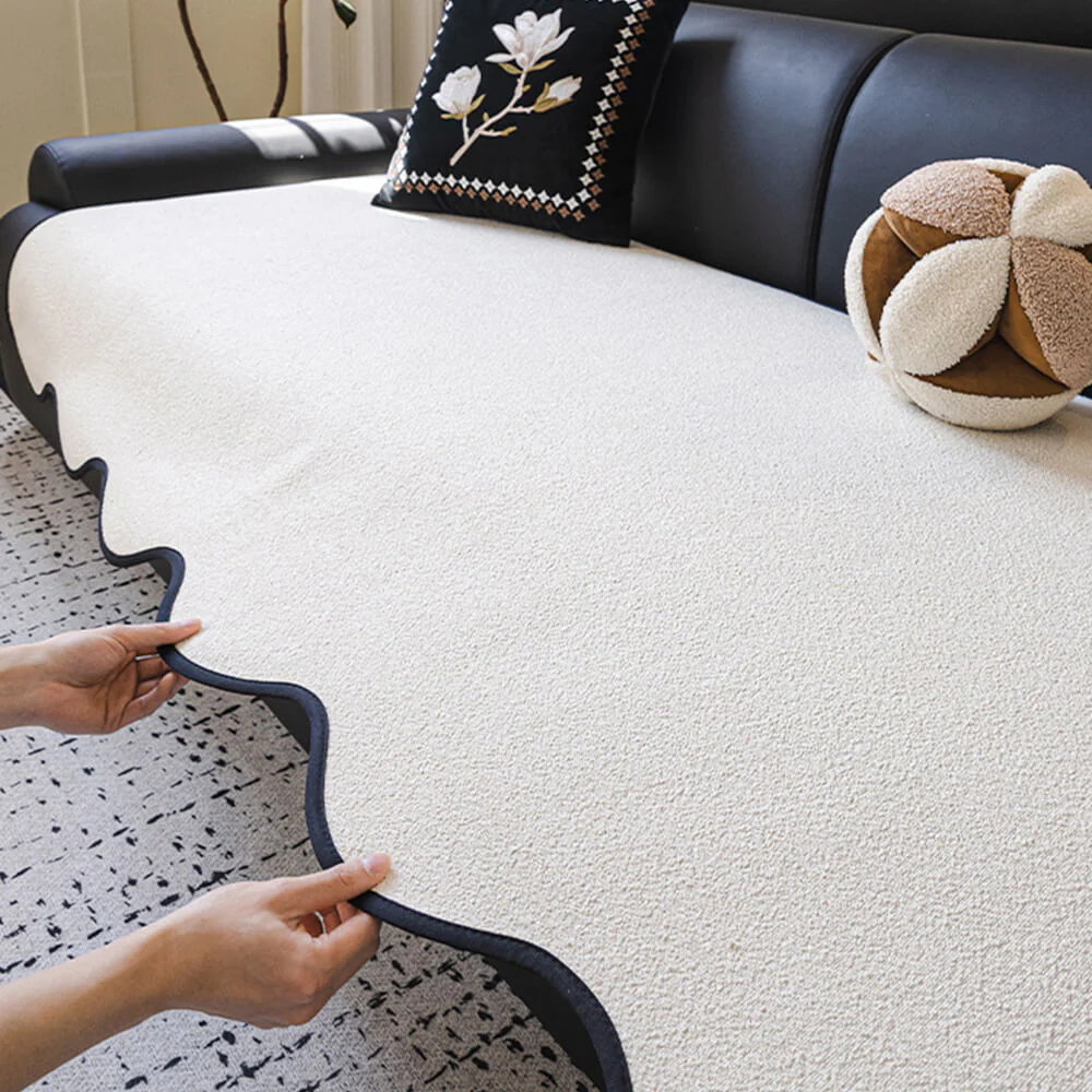 Water-repellent Teddy Fleece Non-Slip Straight Couch Cover - Image 9