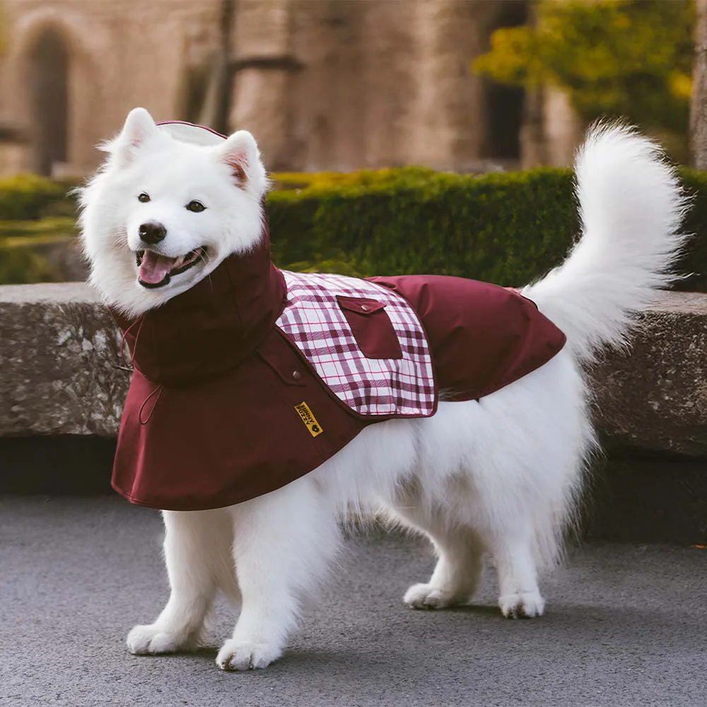 Waterproof Vintage Plaid Adjustable Dog Raincoat - All-Weather Protection - Image 15