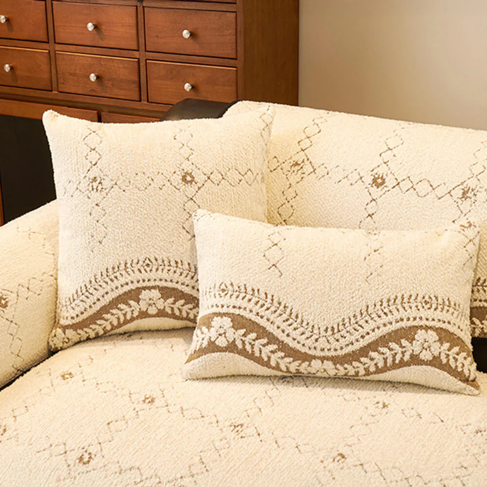 Wavy Pattern Anti-Scratch Plush Couch Cover - Image 10