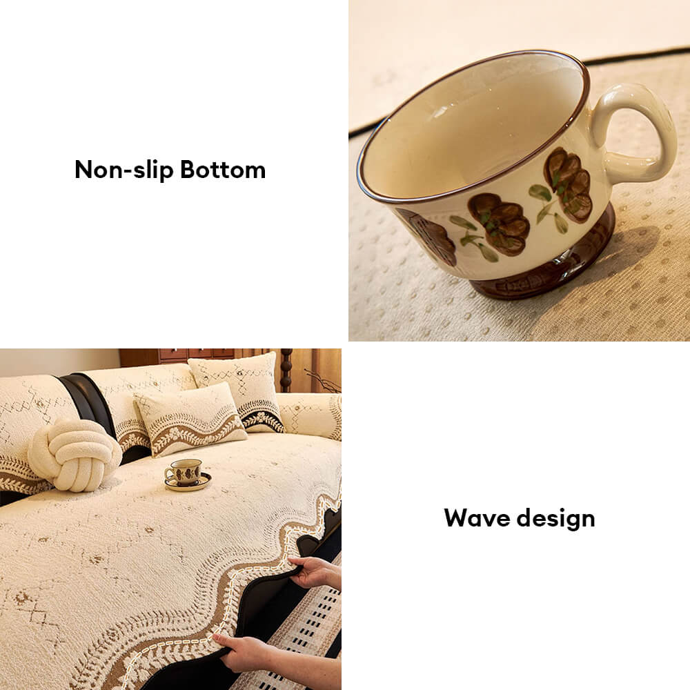 Wavy Pattern Anti-Scratch Plush Couch Cover - Image 6